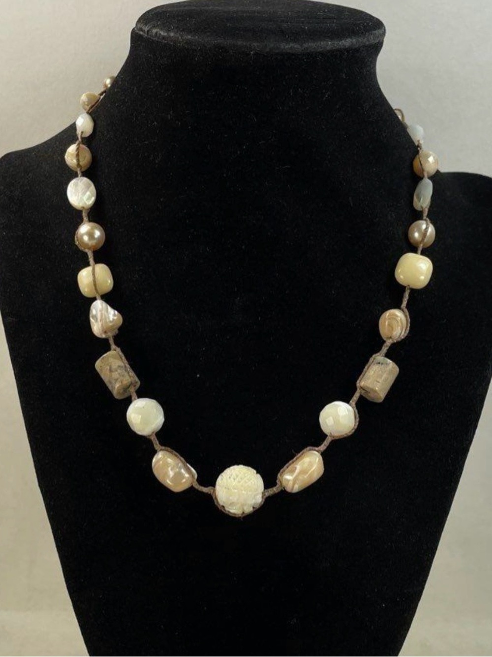 Chan Luu Pearls Mother of Pearl Natural Stone Beads Textile 925 Sterling